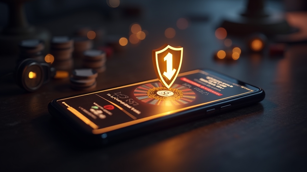 An Android phone showing a secure APK download screen in a casino-themed style